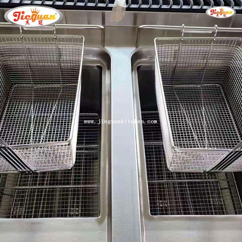 Electric deep fryer 2 tank 2 basket with cabinet for hotel