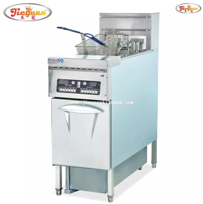 vertical 2 tank digital computer fryer with oil filter