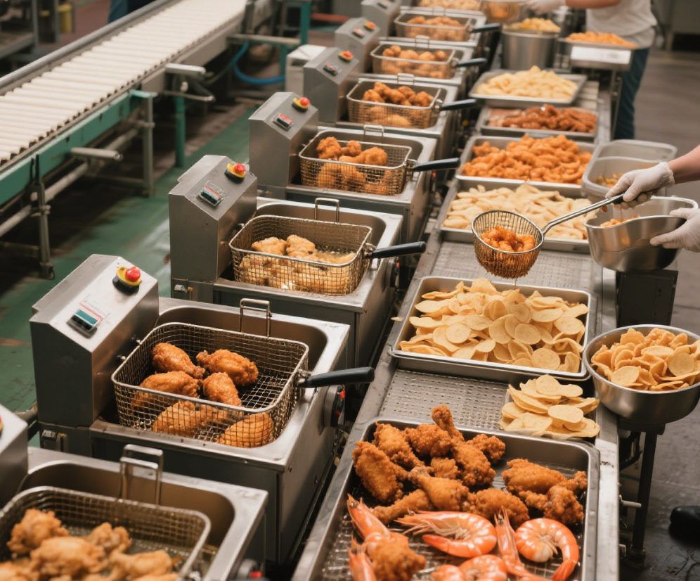 Food fried in a deep fryer