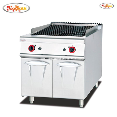 Best Selling Commercial Vertical LPG Gas Lava Rock Grill Kitchen Equipment OEM Barbecue Oven With Cabinet For Restaurant