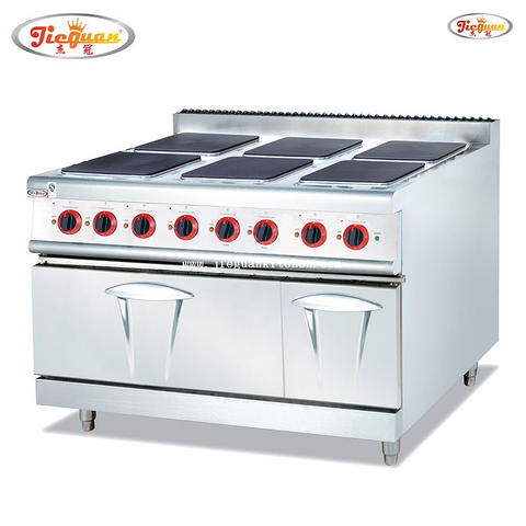 Electric cooking range with 6 hotplate and oven